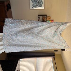 Elegant White Sequin Mini Dress